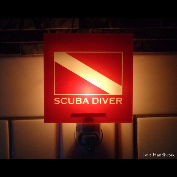 NEW SCUBA DIVER Dive Flag Etched Glass Tile Nightlight - Picture 3 of 4
